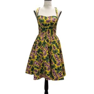 Pinup Couture Yellow and Purple Midi Dress